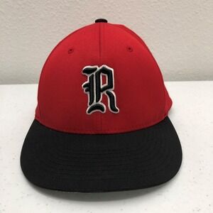 Frisco Renegades Hat Cap Fitted Mens Small Med. Black Red Flex Logo Baseball NCS